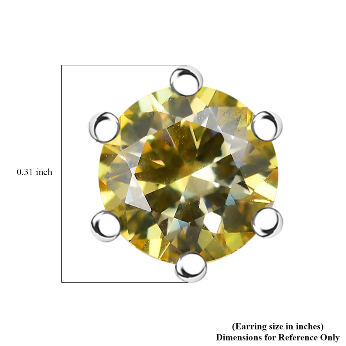 Yellow Moissanite 1.85 ctw Solitaire Stud Earrings in Rhodium Over Sterling Silver  image number 4