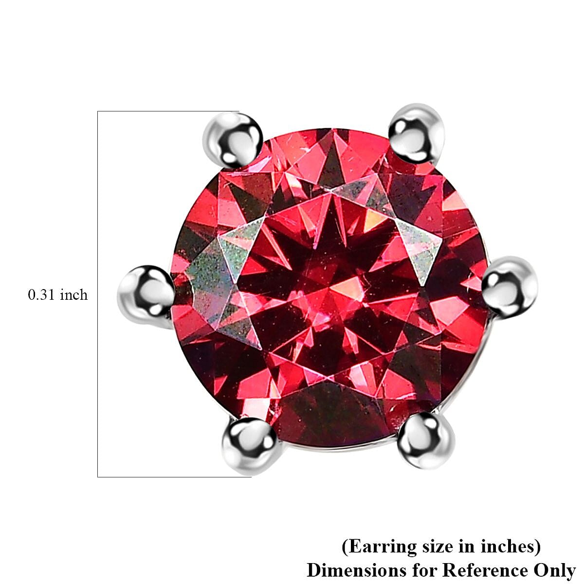 Luxury Red Moissanite 1.85 ctw Solitaire Stud Earrings in Rhodium Over Sterling Silver image number 4