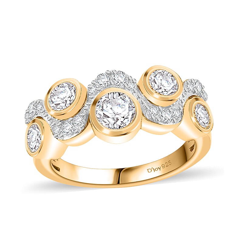 Moissanite 1.50 ctw Celestial Sun and Moon Ring in 18K Vermeil Yellow Gold Over Sterling Silver (Size 10.0)