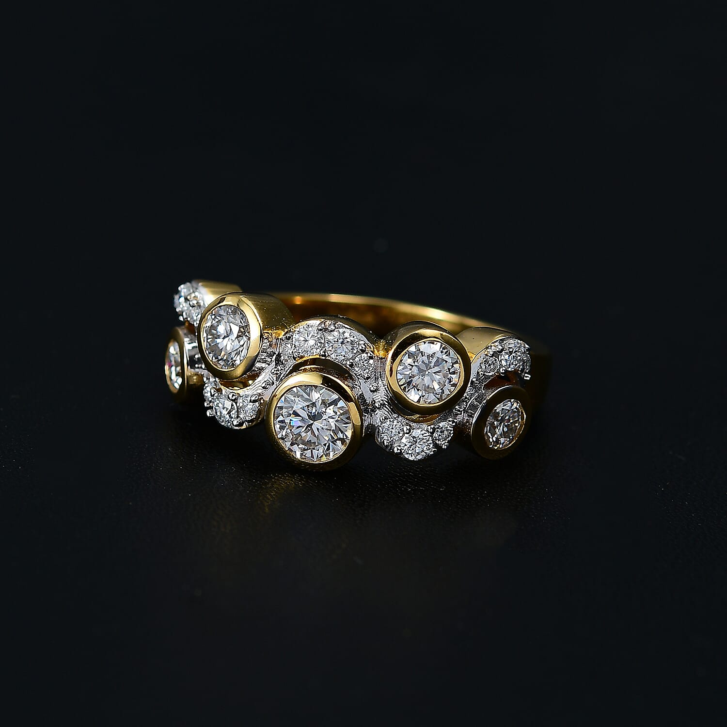 Moissanite 1.50 ctw Celestial Sun and Moon Ring in 18K Vermeil Yellow Gold Over Sterling Silver (Size 10.0)