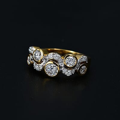 Moissanite 1.50 ctw Celestial Sun and Moon Ring in 18K Vermeil Yellow Gold Over Sterling Silver (Size 10.0)