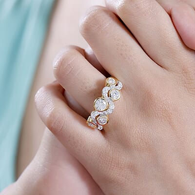 Moissanite 1.50 ctw Celestial Sun and Moon Ring in 18K Vermeil Yellow Gold Over Sterling Silver (Size 10.0)