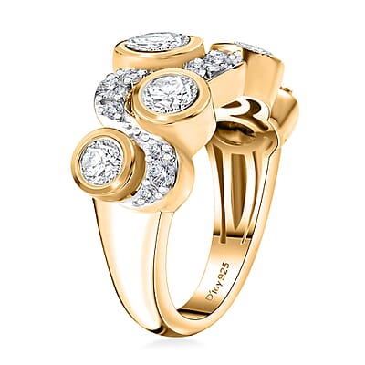 Moissanite 1.50 ctw Celestial Sun and Moon Ring in 18K Vermeil Yellow Gold Over Sterling Silver (Size 10.0)