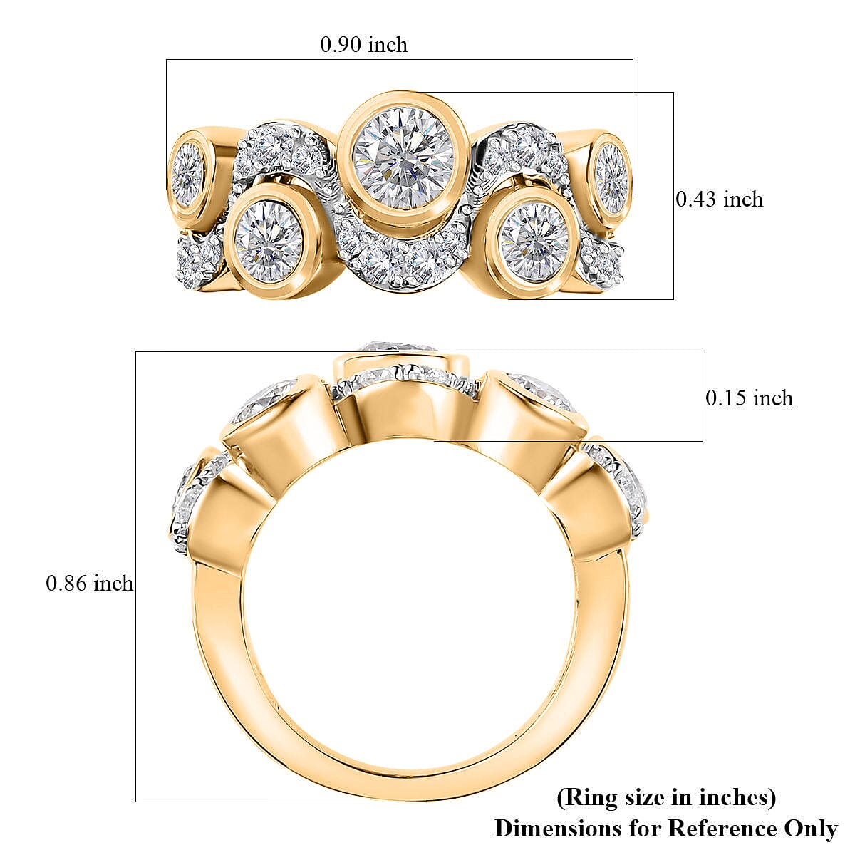 Moissanite 1.50 ctw Celestial Sun and Moon Ring in 18K Vermeil Yellow Gold Over Sterling Silver (Size 10.0)