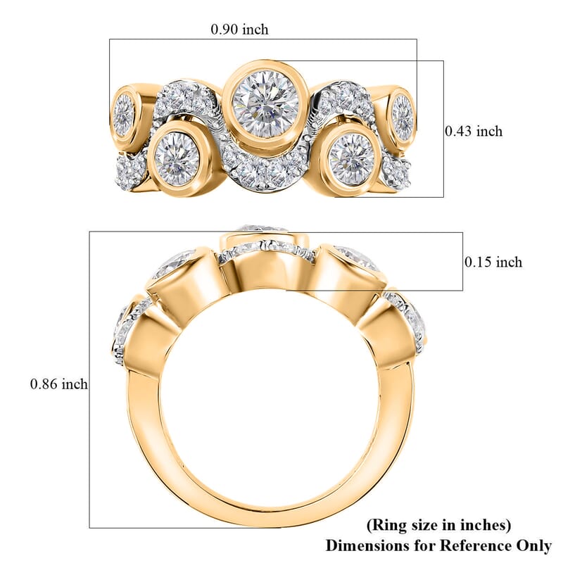 Moissanite 1.50 ctw Celestial Sun and Moon Ring in 18K Vermeil Yellow Gold Over Sterling Silver (Size 10.0)