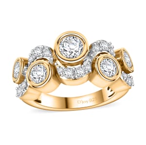 Moissanite 1.50 ctw Celestial Sun and Moon Ring in 18K Vermeil Yellow Gold Over Sterling Silver (Size 6.0) 