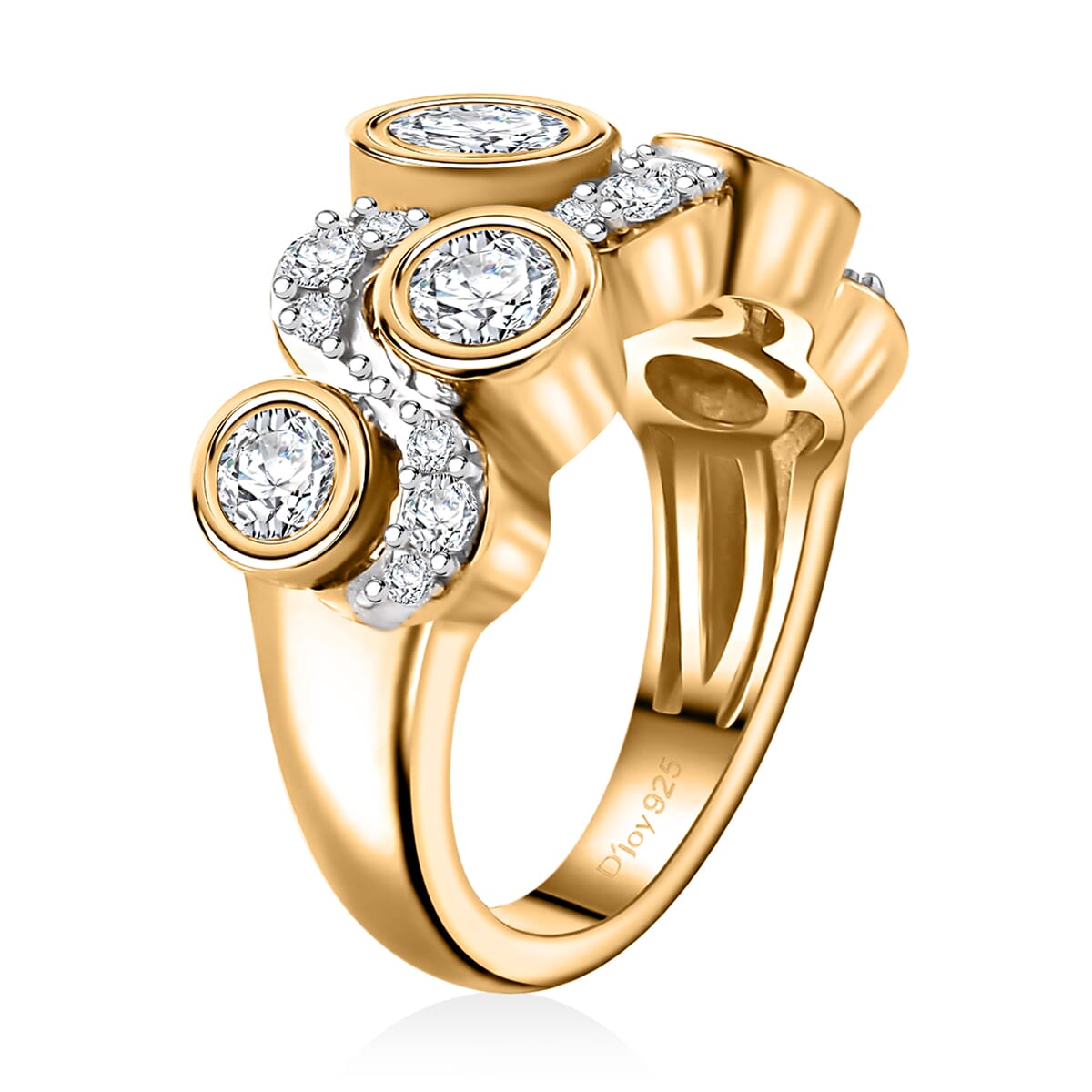 Moissanite 1.50 ctw Celestial Sun and Moon Ring in 18K Vermeil Yellow Gold Over Sterling Silver (Size 6.0)  image number 3