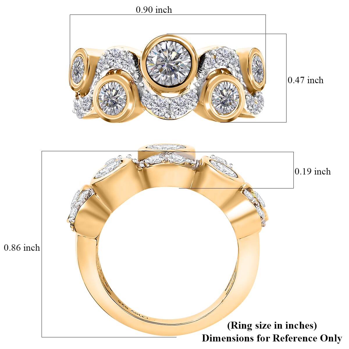 Moissanite 1.50 ctw Celestial Sun and Moon Ring in 18K Vermeil Yellow Gold Over Sterling Silver (Size 6.0)  image number 5