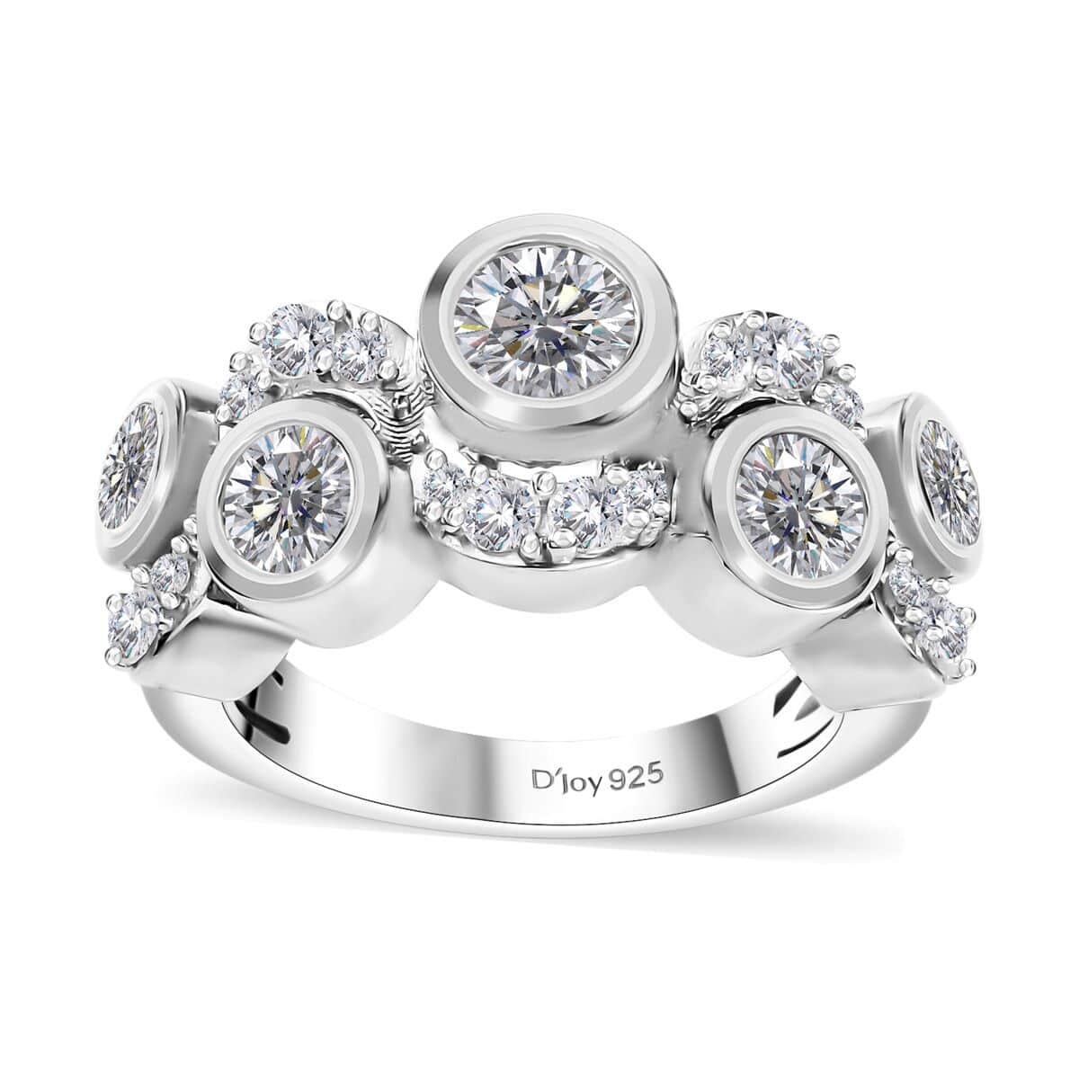 Moissanite 1.50 ctw Celestial Sun and Moon Ring in Rhodium Over Sterling Silver (Size 10.0) image number 0