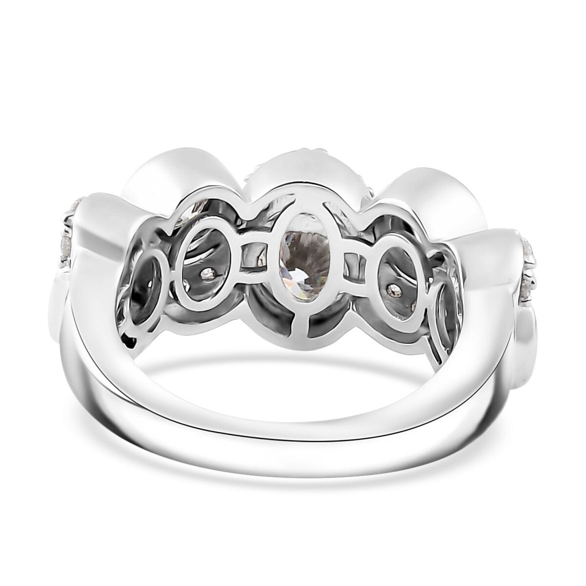Moissanite 1.50 ctw Celestial Sun and Moon Ring in Rhodium Over Sterling Silver (Size 5.0) image number 4