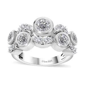 Moissanite 1.50 ctw Celestial Sun and Moon Ring in Rhodium Over Sterling Silver (Size 6.0)