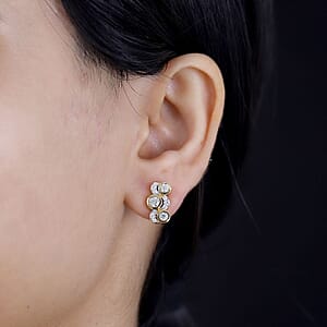 Moissanite 1.00 ctw Celestial Sun and Moon Earrings in 18K Vermeil Yellow Gold Over Sterling Silver