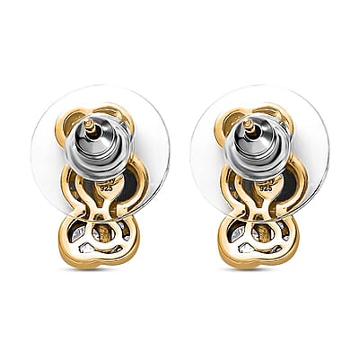 Moissanite 1.00 ctw Celestial Sun and Moon Earrings in 18K Vermeil Yellow Gold Over Sterling Silver