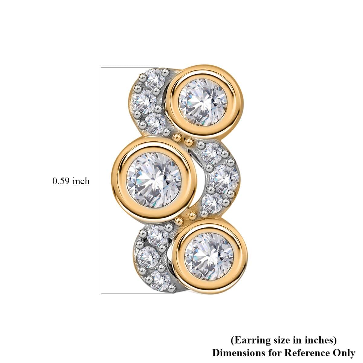 Moissanite 1.00 ctw Earrings in 18K Vermeil Yellow Gold Over Sterling Silver image number 5