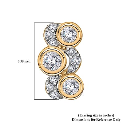 Moissanite 1.00 ctw Celestial Sun and Moon Earrings in 18K Vermeil Yellow Gold Over Sterling Silver