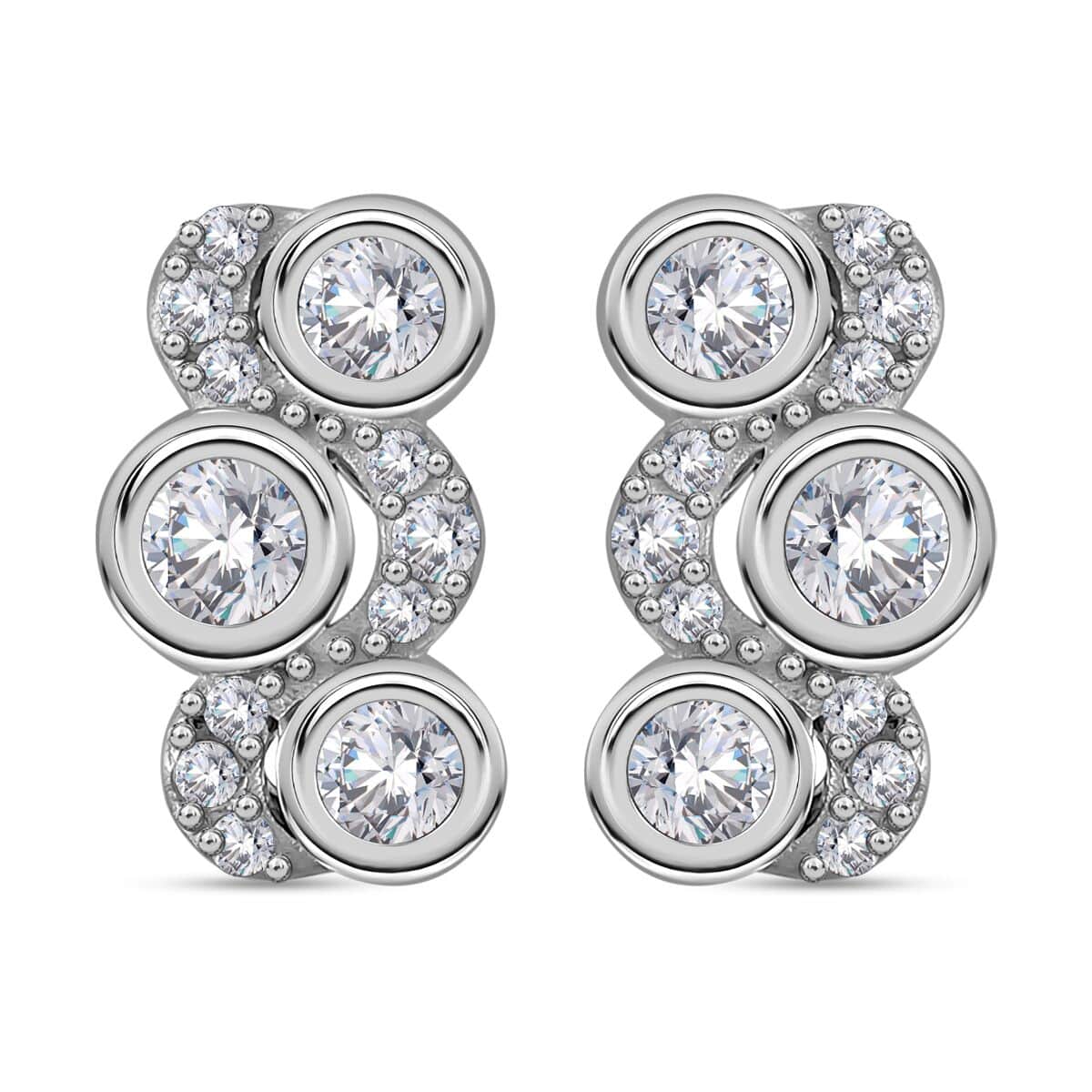 Moissanite 1.00 ctw Celestial Sun and Moon Earrings in Rhodium Over Sterling Silver image number 0