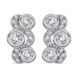 Moissanite 1.00 ctw Celestial Sun and Moon Earrings in Rhodium Over Sterling Silver