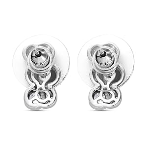 Moissanite 1.00 ctw Celestial Sun and Moon Earrings in Rhodium Over Sterling Silver