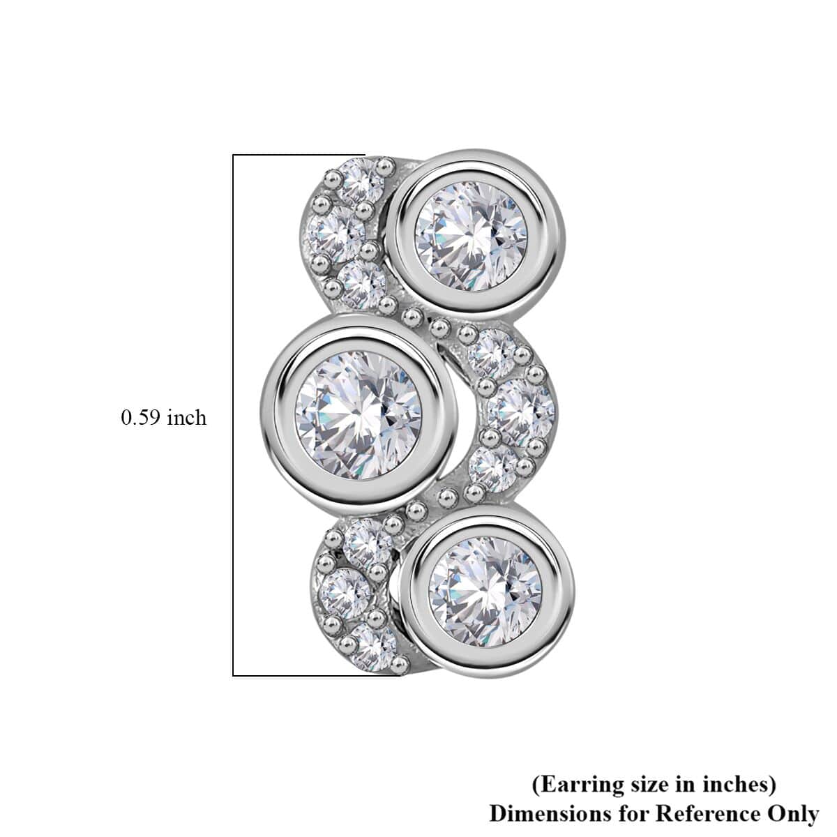 Moissanite 1.00 ctw Celestial Sun and Moon Earrings in Rhodium Over Sterling Silver image number 4