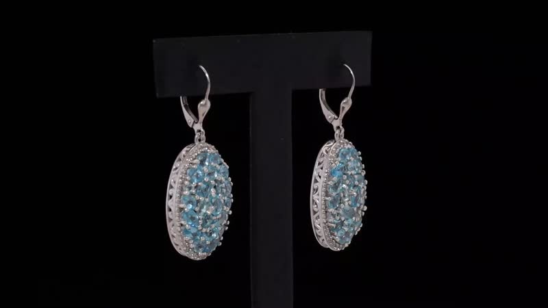 Doorbuster Betroka Blue Apatite, White Zircon Earrings in Rhodium Over Sterling Silver 9.00 ctw