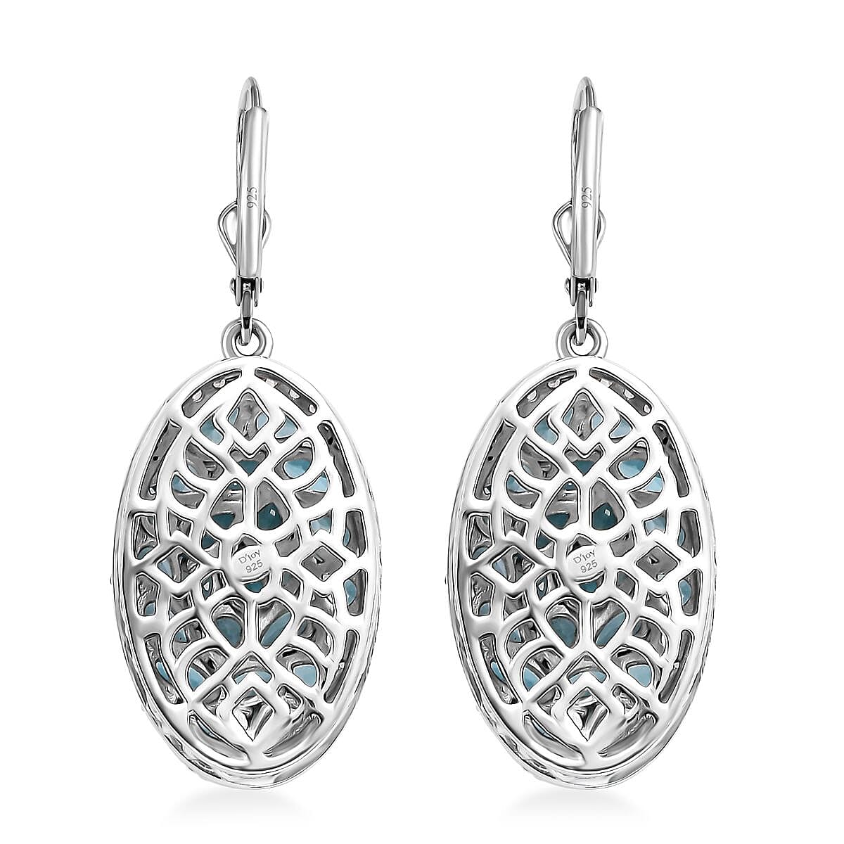 D'Joy Betroka Blue Apatite and White Zircon 9.00 ctw Eternal Bloom Earrings in Rhodium Over Sterling Silver