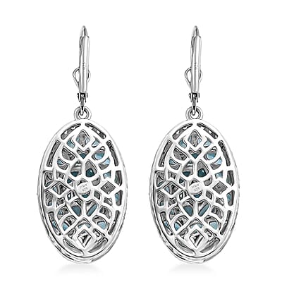D'Joy Betroka Blue Apatite and White Zircon 9.00 ctw Eternal Bloom Earrings in Rhodium Over Sterling Silver