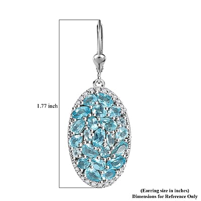D'Joy Betroka Blue Apatite and White Zircon 9.00 ctw Eternal Bloom Earrings in Rhodium Over Sterling Silver