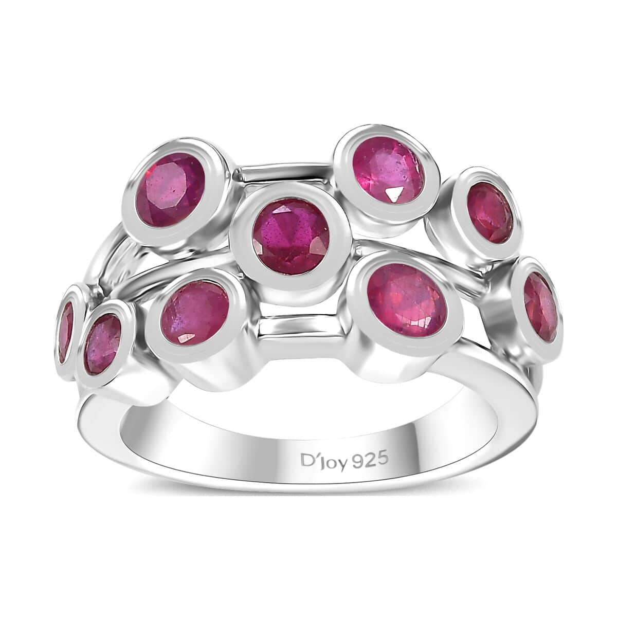 Doorbuster Niassa Ruby (FF) 2.50 ctw Bubbles Ring in Rhodium Over Sterling Silver (Size 10.0) image number 0