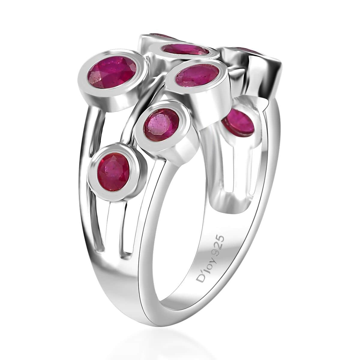 Doorbuster Niassa Ruby (FF) 2.50 ctw Bubbles Ring in Rhodium Over Sterling Silver (Size 10.0) image number 3