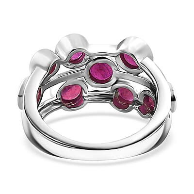 Niassa Ruby (FF) 2.50 ctw Bubbles Ring in Rhodium Over Sterling Silver (Size 10.0)