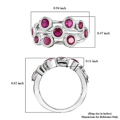 Niassa Ruby (FF) 2.50 ctw Bubbles Ring in Rhodium Over Sterling Silver (Size 10.0)