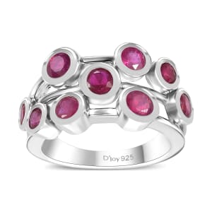 Niassa Ruby (FF) 2.50 ctw Bubbles Ring in Rhodium Over Sterling Silver (Size 8.0)