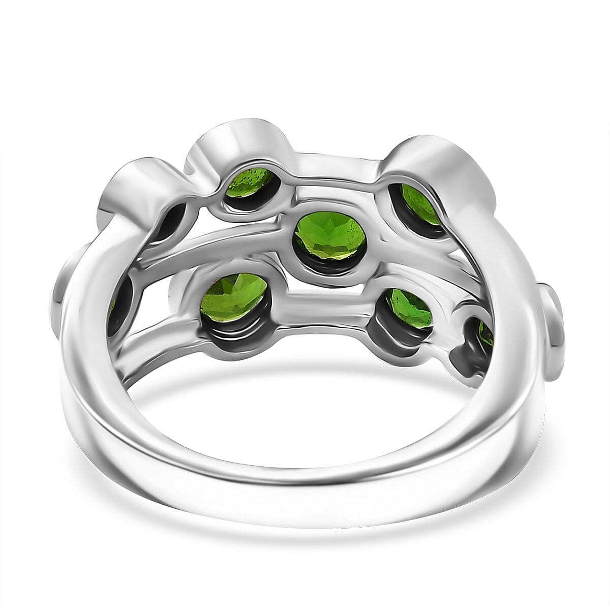 Chrome Diopside 2.00 ctw Bubble Ring in Rhodium Over Sterling Silver (Size 7.0) image number 4