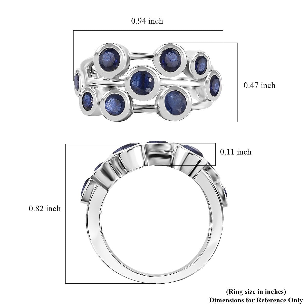 D'Joy Masoala Sapphire (D) 2.65 ctw Bubbles Ring in Rhodium Over Sterling Silver (Size 7.0) image number 5