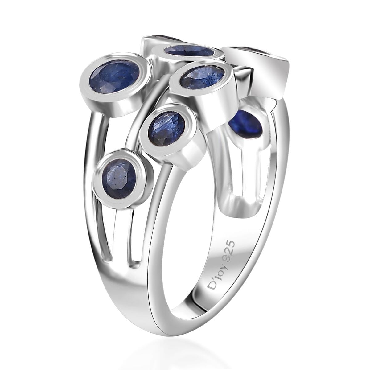 Masoala Sapphire (D) 2.65 ctw Bubbles Ring in Rhodium Over Sterling Silver (Size 8.0) image number 3