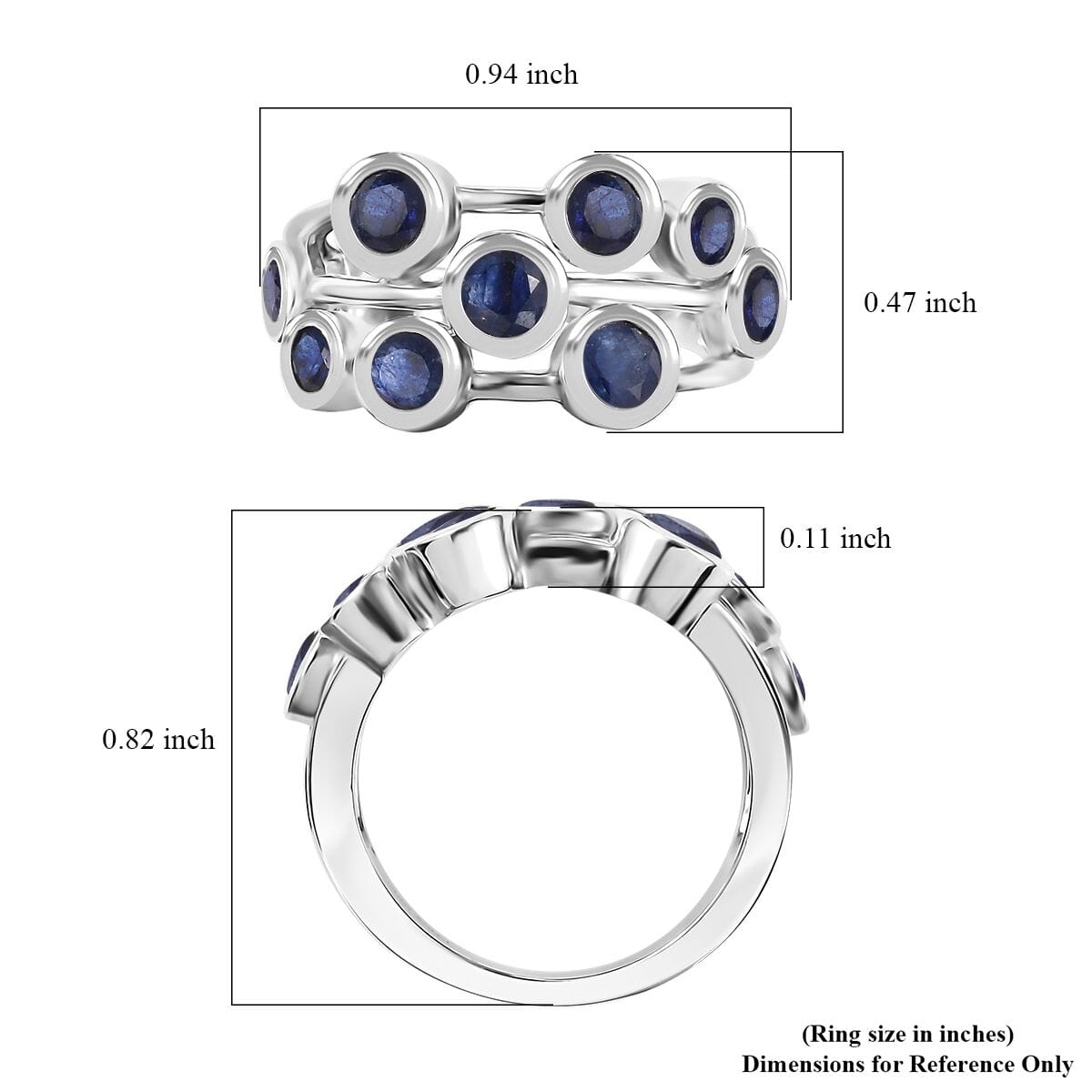Masoala Sapphire (D) 2.65 ctw Bubbles Ring in Rhodium Over Sterling Silver (Size 8.0) image number 5