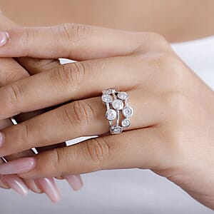 D'Joy Moissanite 1.50 ctw Bubbles Ring in Rhodium Over Sterling Silver (Size 6.0)