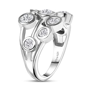 D'Joy Moissanite 1.50 ctw Bubbles Ring in Rhodium Over Sterling Silver (Size 6.0)