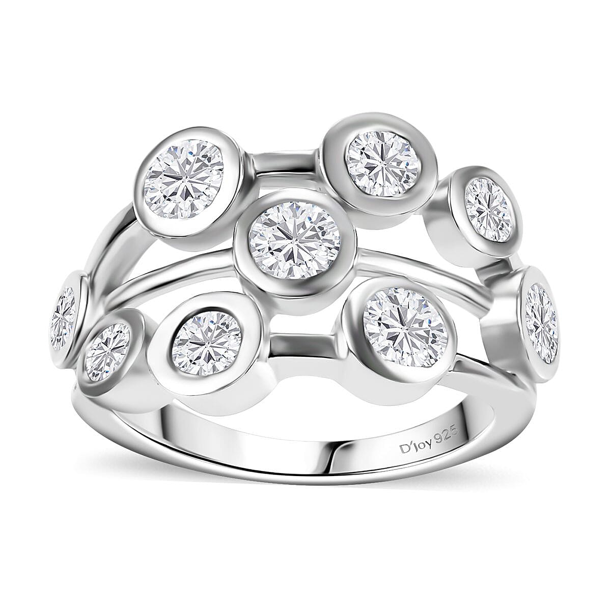 Moissanite 1.50 ctw Bubbles Ring in Rhodium Over Sterling Silver (Size 8.0) image number 0