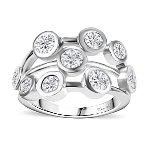 Moissanite 1.50 ctw Bubbles Ring in Rhodium Over Sterling Silver (Size 8.0)