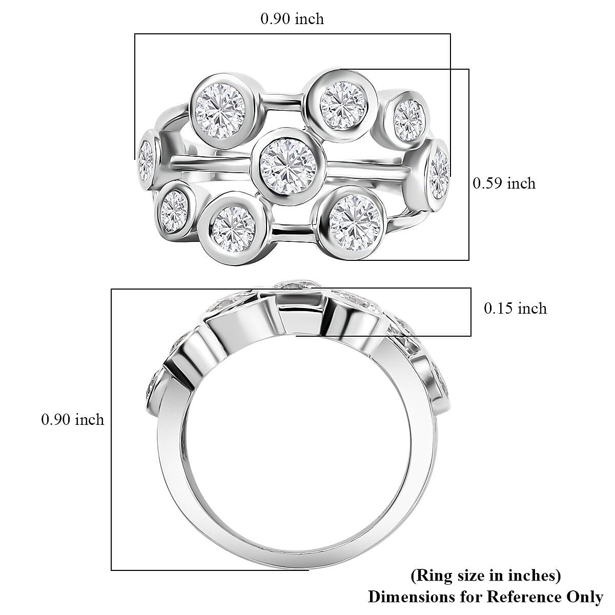Moissanite 1.50 ctw Bubbles Ring in Rhodium Over Sterling Silver (Size 8.0) image number 5