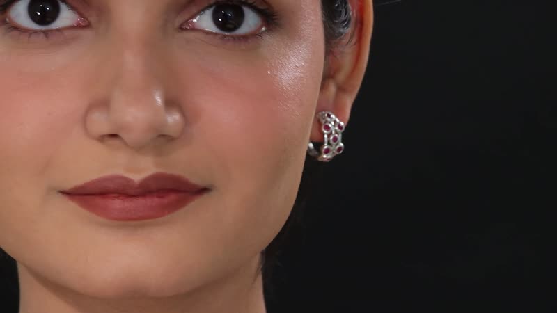 Doorbuster Niassa Ruby (FF) 2.35 ctw Bubbles Hoop Earrings in Rhodium Over Sterling Silver