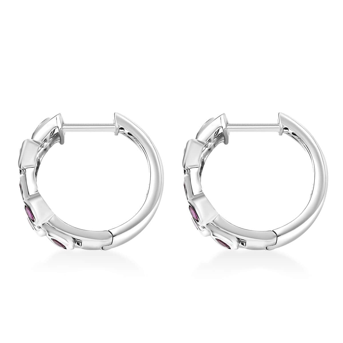 Doorbuster Niassa Ruby (FF) 2.35 ctw Bubbles Hoop Earrings in Rhodium Over Sterling Silver image number 3