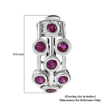 D'Joy Niassa Ruby (FF) 2.35 ctw Bubbles Hoop Earrings in Rhodium Over Sterling Silver