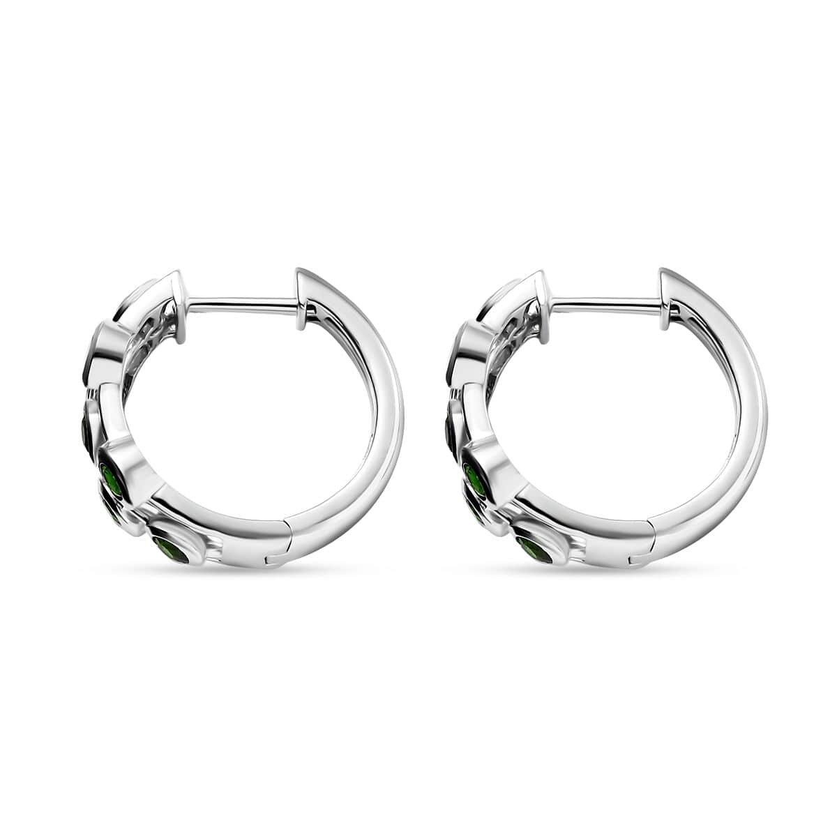 Doorbuster Chrome Diopside 1.75 ctw Bubbles Hoop Earrings in Rhodium Over Sterling Silver image number 4