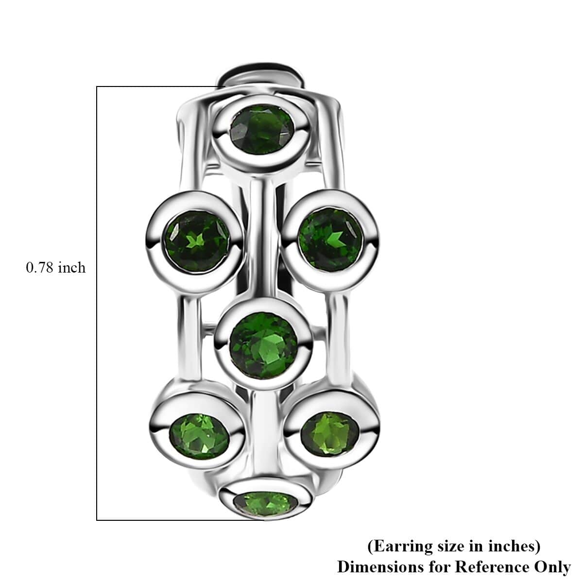 Doorbuster Chrome Diopside 1.75 ctw Bubbles Hoop Earrings in Rhodium Over Sterling Silver image number 5