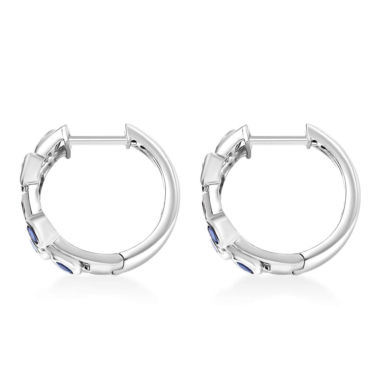 Doorbuster Masoala Sapphire (D) 2.75 ctw Bubbles Hoop Earrings in Rhodium Over Sterling Silver image number 3