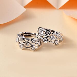 D'Joy Moissanite 1.50 ctw Bubbles Hoop Earrings in Rhodium Over Sterling Silver
