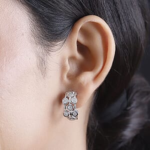 D'Joy Moissanite 1.50 ctw Bubbles Hoop Earrings in Rhodium Over Sterling Silver