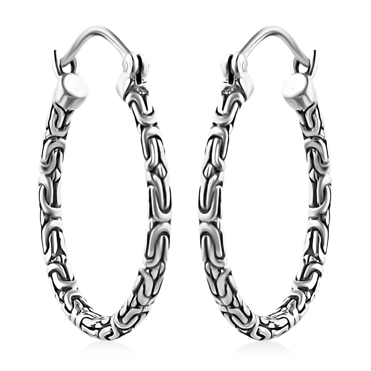 Bali Legacy Sterling Silver Borobudur Hoop Earrings 6.50 Grams image number 0